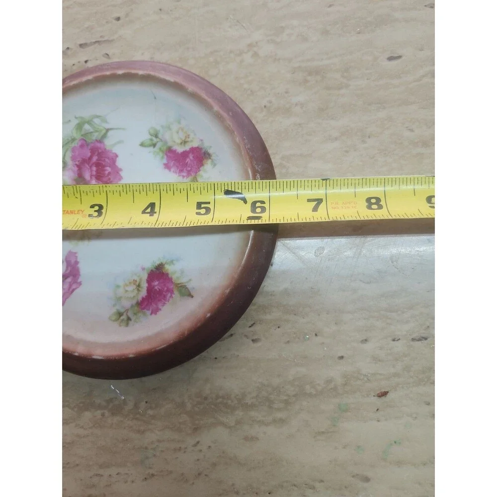Antique  Floral Porcelain Trivet 6